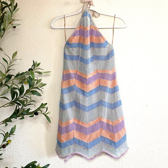 Suboo Kiki Halter Chevron Cocktail Sleeveless Beach Mini Dress Large - Picture 3 of 6